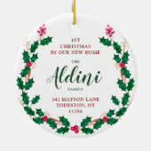 Erste Weihnachten in New Zuhause Personalisierter  Keramik Ornament (Hinten)