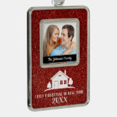 Erste Weihnachten in New Zuhause Rahmen-Ornament Silber (Rechts)