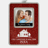 Erste Weihnachten in New Zuhause Rahmen-Ornament Silber (Vorderseite)