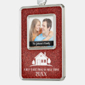 Erste Weihnachten in New Zuhause Rahmen-Ornament Silber (Links)