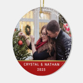 Erste Weihnachten in New Zuhause Red Personalisier Keramik Ornament (Links)