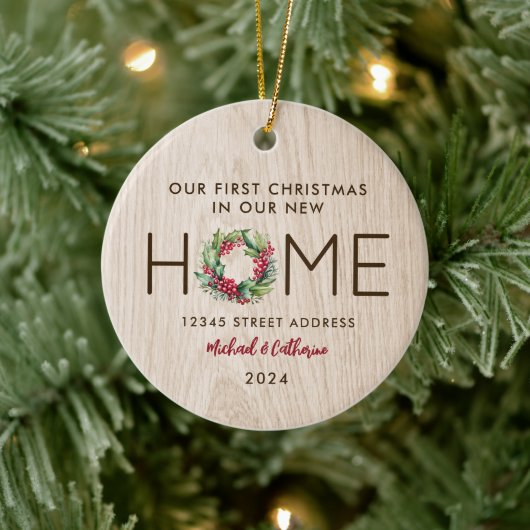 Erste Weihnachten in New Zuhause Rustic Imitats Wo Keramik Ornament (Baum)