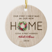 Erste Weihnachten in New Zuhause Rustic Imitats Wo Keramik Ornament (Vorne)