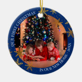 Erste Weihnachten in New Zuhause Snowflakes und Fo Keramik Ornament (Vorne)