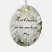 Erste Weihnachten in New Zuhause White Hydrangea Keramikornament (Rechts)