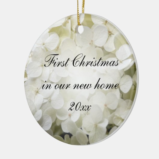 Erste Weihnachten in New Zuhause White Hydrangea Keramikornament (Links)