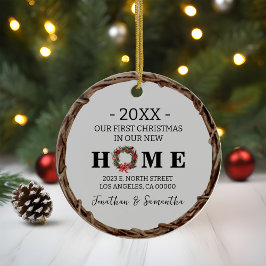 Erste Weihnachten in New Zuhause Wreath mit Foto Keramik Ornament