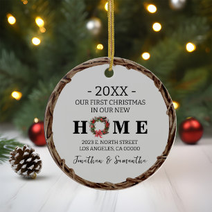 Erste Weihnachten in New Zuhause Wreath mit Foto Keramik Ornament
