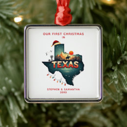 Erste Weihnachten in Texas Staat Personalisiert Ornament Aus Metall