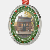 Erste Weihnachten in unserem Foto "Tiny Zuhause Ho Ornament Aus Metall (Links)