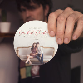 Erste Weihnachten in unserem neuen Zuhause Address Getränkeuntersetzer