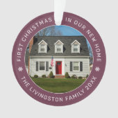 Erste Weihnachten in unserem neuen Zuhause Burgund Ornament (Vorderseite)