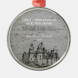 Erste Weihnachten in unserem neuen Zuhause Castle Ornament Aus Metall
