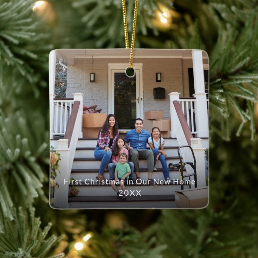Erste Weihnachten in unserem neuen Zuhause Family Keramikornament (Baum)