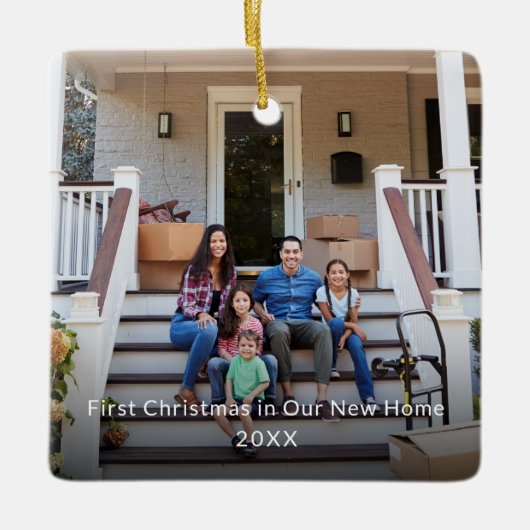 Erste Weihnachten in unserem neuen Zuhause Family Keramikornament (Vorderseite)