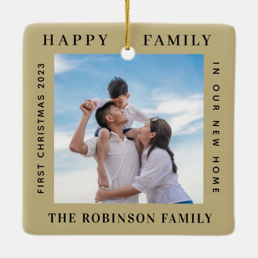 Erste Weihnachten in unserem neuen Zuhause Forest Keramikornament (Rückseite)