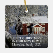 Erste Weihnachten in unserem neuen Zuhause Foto Keramikornament (Vorderseite)