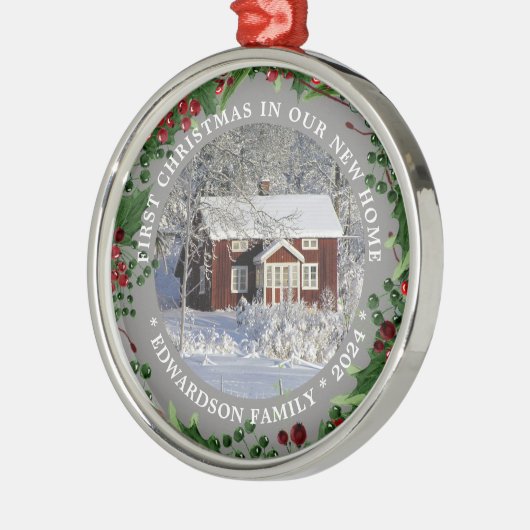 Erste Weihnachten in unserem neuen Zuhause-Foto Ornament Aus Metall (Links)