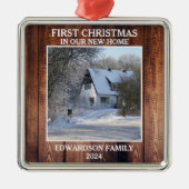 Erste Weihnachten in unserem neuen Zuhause Foto Ornament Aus Metall (Vorne)