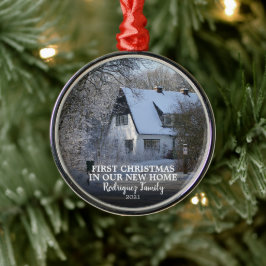 Erste Weihnachten in unserem neuen Zuhause Foto Ornament Aus Metall
