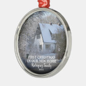 Erste Weihnachten in unserem neuen Zuhause Foto Ornament Aus Metall (Links)
