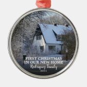 Erste Weihnachten in unserem neuen Zuhause Foto Ornament Aus Metall (Vorne)
