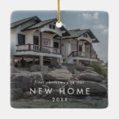 Erste Weihnachten in unserem neuen Zuhause-Foto-Ov Keramikornament (Rückseite)