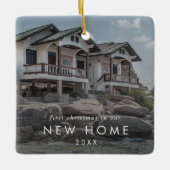 Erste Weihnachten in unserem neuen Zuhause-Foto-Ov Keramikornament (Vorderseite)