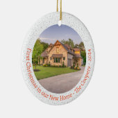 Erste Weihnachten in unserem neuen Zuhause-Foto-Ur Keramik Ornament (Rechts)