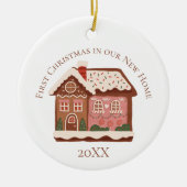 Erste Weihnachten in unserem neuen Zuhause Gingerb Keramik Ornament (Vorne)