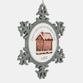Erste Weihnachten in unserem neuen Zuhause Gingerb Schneeflocken Zinn-Ornament (Links)