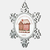 Erste Weihnachten in unserem neuen Zuhause Gingerb Schneeflocken Zinn-Ornament (Rechts)