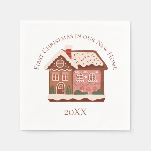 Erste Weihnachten in unserem neuen Zuhause Gingerb Serviette (Vorderseite)