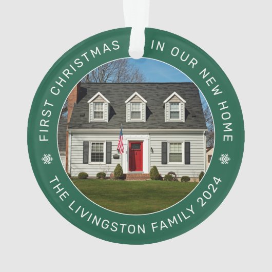 Erste Weihnachten in unserem neuen Zuhause Green C Ornament (Rückseite)
