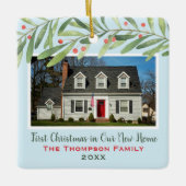 Erste Weihnachten in unserem neuen Zuhause Greener Keramikornament (Vorderseite)