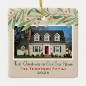 Erste Weihnachten in unserem neuen Zuhause Greener Keramikornament (Vorderseite)