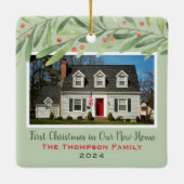 Erste Weihnachten in unserem neuen Zuhause Greener Keramikornament (Rückseite)