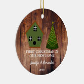 Erste Weihnachten in unserem neuen Zuhause-Holzhüt Keramik Ornament (Rechts)
