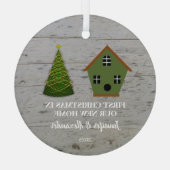 Erste Weihnachten in unserem neuen Zuhause-Holzhüt Ornament Aus Glas (Rückseite)