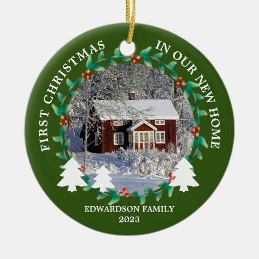 Erste Weihnachten in unserem neuen Zuhause House-F Keramik Ornament (Vorne)