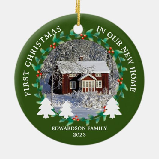 Erste Weihnachten in unserem neuen Zuhause House-F Keramik Ornament (Hinten)