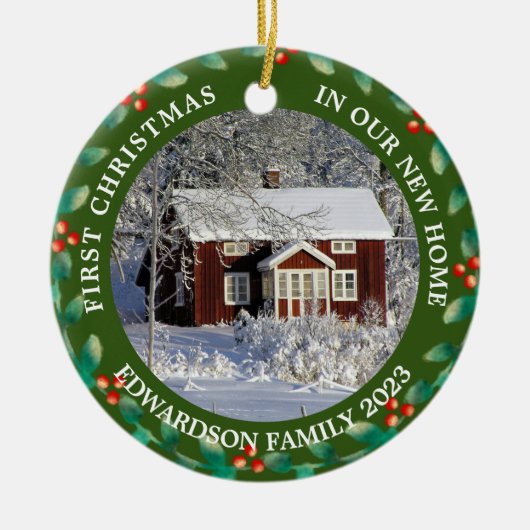 Erste Weihnachten in unserem neuen Zuhause House-F Keramik Ornament (Vorne)