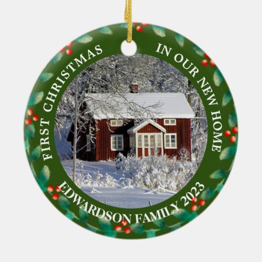 Erste Weihnachten in unserem neuen Zuhause House-F Keramik Ornament (Hinten)