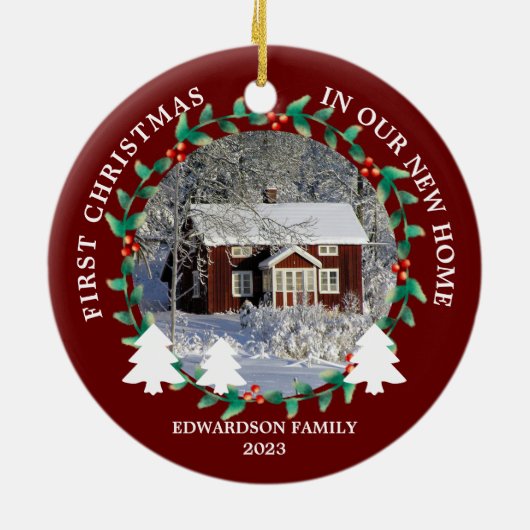 Erste Weihnachten in unserem neuen Zuhause House-F Keramik Ornament (Hinten)