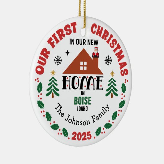 Erste Weihnachten in unserem neuen Zuhause-Individ Keramik Ornament (Rechts)