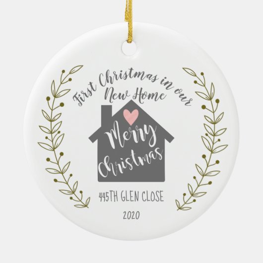 Erste Weihnachten in unserem neuen Zuhause Keramik Ornament (Hinten)