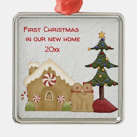 Erste Weihnachten in unserem neuen Zuhause Metal O Ornament Aus Metall (Vorne)