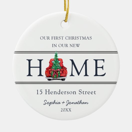 Erste Weihnachten in unserem neuen Zuhause Modern Keramik Ornament (Vorne)