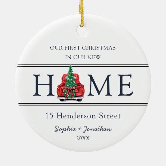 Erste Weihnachten in unserem neuen Zuhause Modern Keramik Ornament (Hinten)