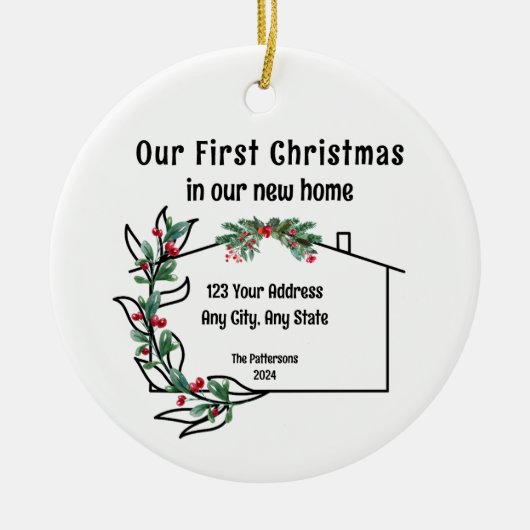 Erste Weihnachten in unserem neuen Zuhause-Ornamen Keramik Ornament (Vorne)